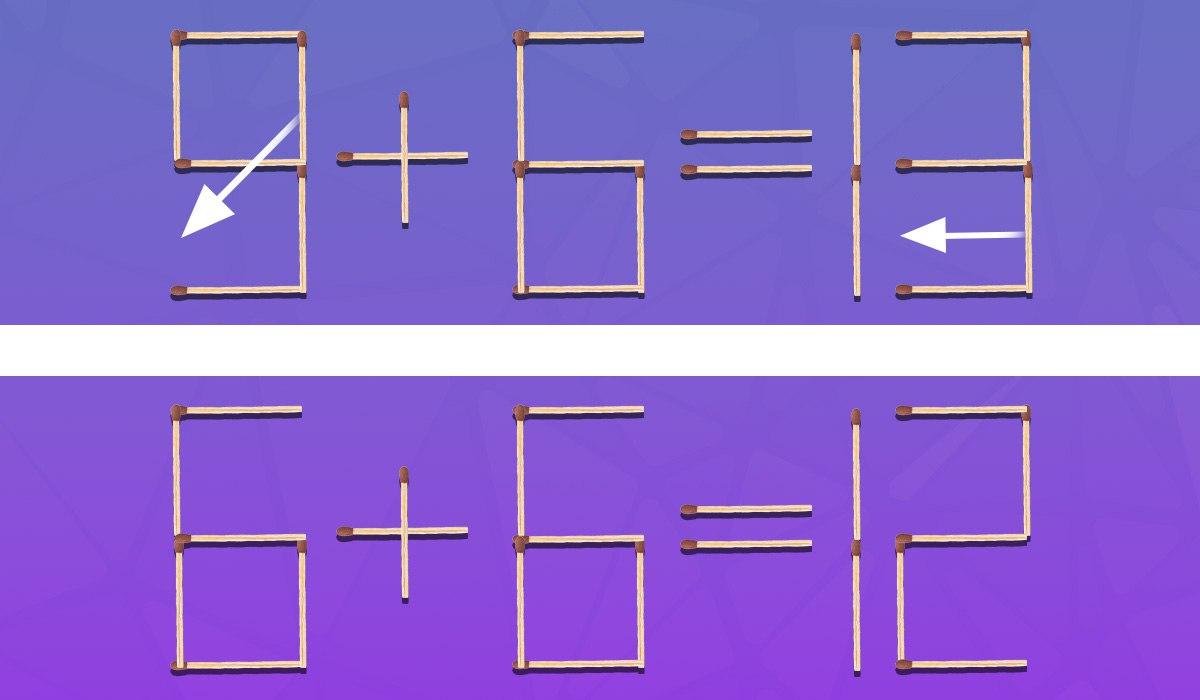 Dahiler için bir bulmaca: eşitliğin doğru olması için 2 kibriti sürüklemeniz gerekir